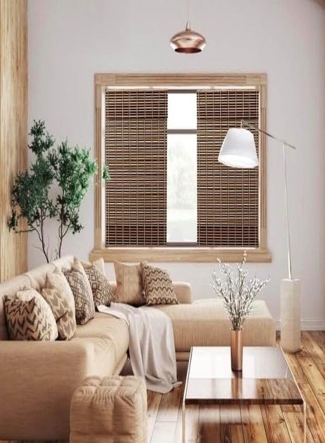 TJ Global Cordless Bamboo Window Blind Sun Shade, Light Filtering Roman Shades - Dark Brown (W24 X L64) - Image 3